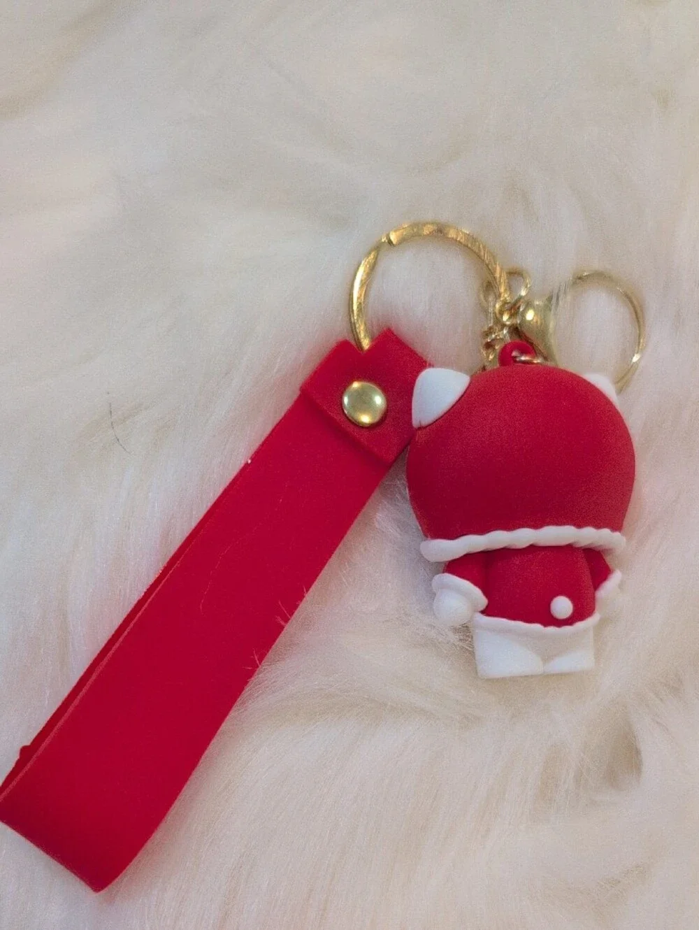 Hello Kitty Red & White Holiday Silicone Key Charm with Gold Hardware
